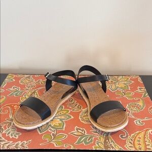Sun + Stone Black Sandals with Cork Sole